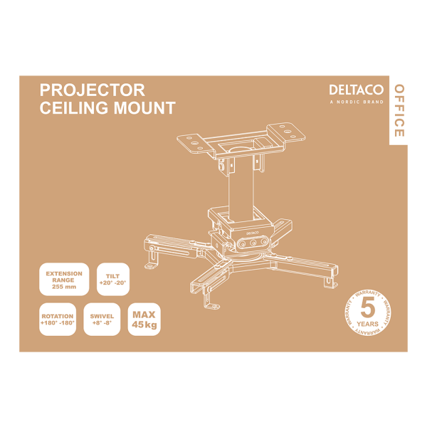 Projector mount  flat/inclined ceilings tilt swivel 45kg