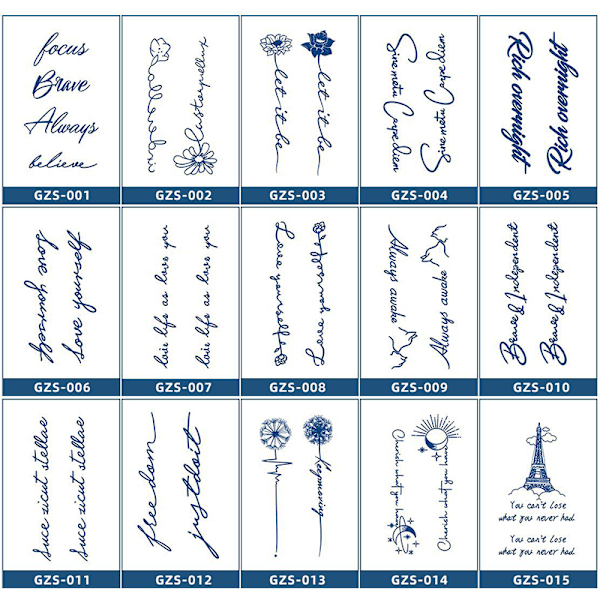 Blommig tillfällig tatuering - blå akvarelldesign
