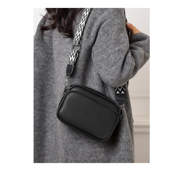 Crossbody tasker til kvinder, PU læder justerbar strop taske Sort