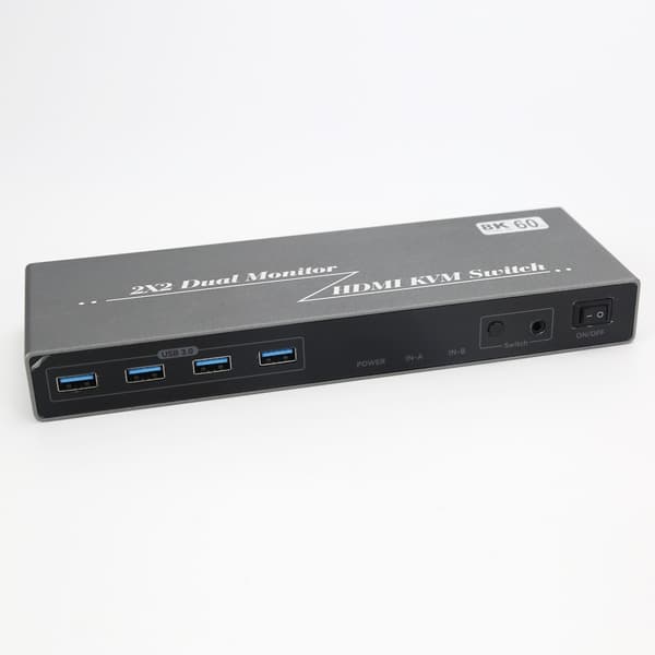 DP1.4 8K/60Hz 2x2 Dual Monitor KVM Switch - Kontroller problemfrit to computere med dobbelte skærme