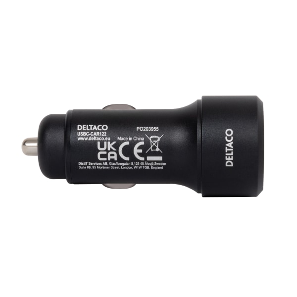 USB car charger 1x USBC PD 18 W 1x USBA 18 W 36 W black
