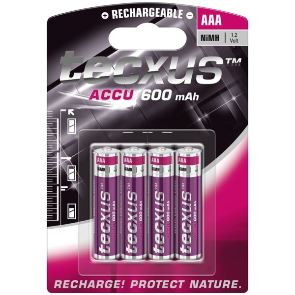 Tecxus AAA (Micro)/HR03 laddningsbart batteri - 600 mAh, 4 st. b
