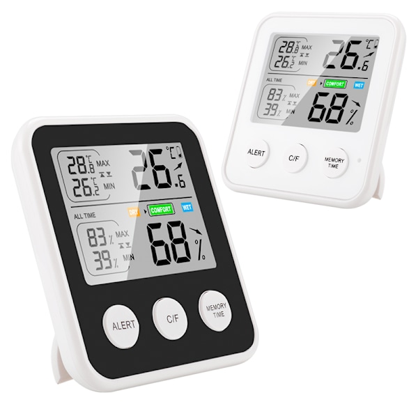 Digital inomhustermometer Hygrometer med komfortindikator - Svart TS-9909-B