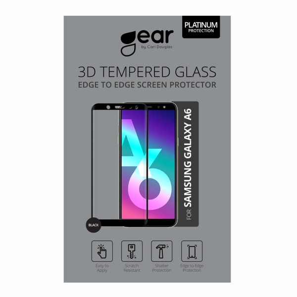 GEAR Härdat Glas 3D Full Cover Svart Samsung A6