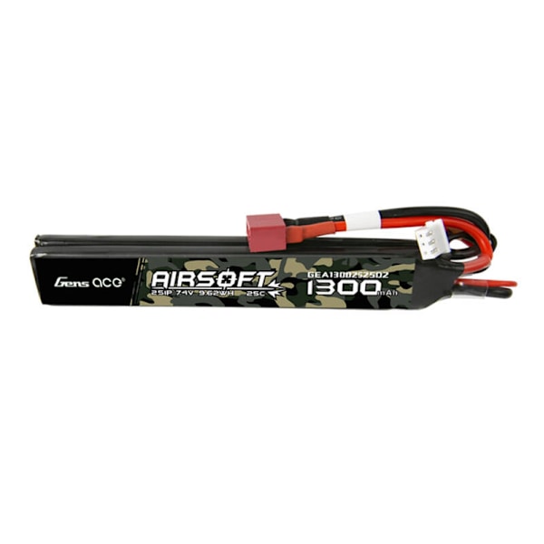 Gens ace 25C 1300mAh 2S1P 7.4V satula Airsoft Gun Lipo -akku T-liittimellä