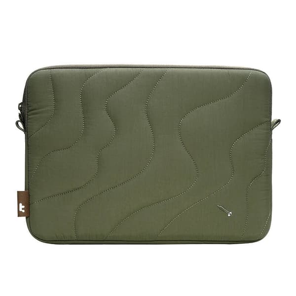 Laptopetui Tomtoc Terra-A27 til 16 tommer, grøn, CornerArmor X4, quiltet tekstur, genanvendte materialer, kompatibelt med MacBook Pro