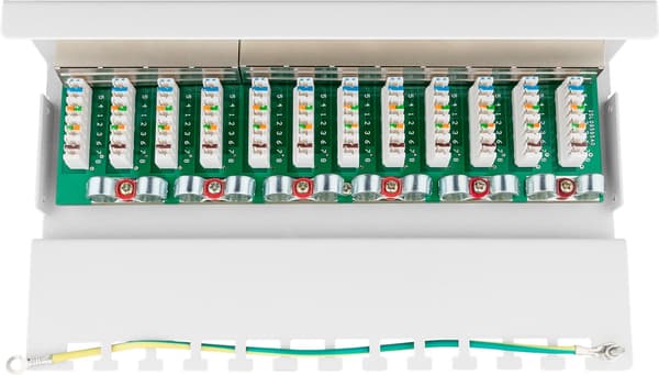 CAT 6 mini-/skrivbordskopplingspanel, 12 portar (1 HE)