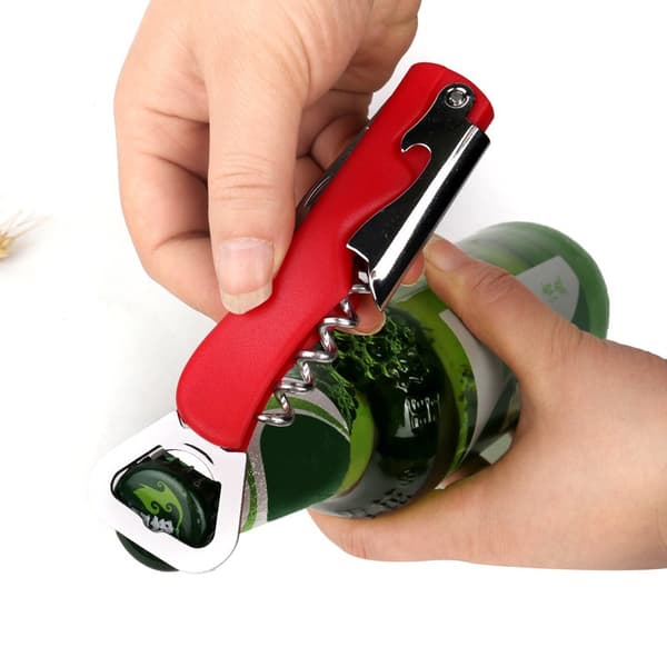Multifunktionell Röd Ölflasköppnare - Säker, Halkfri Design