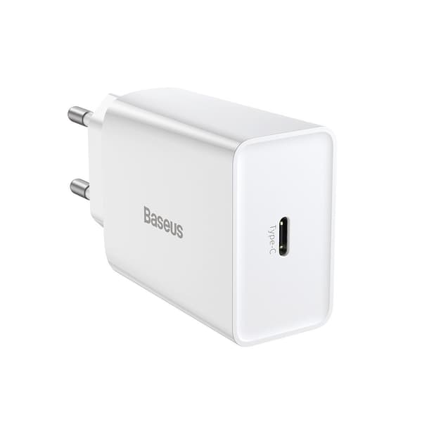 Baseus Speed Mini snabbladdare, USB-C, PD, 3A, 20W (vit)