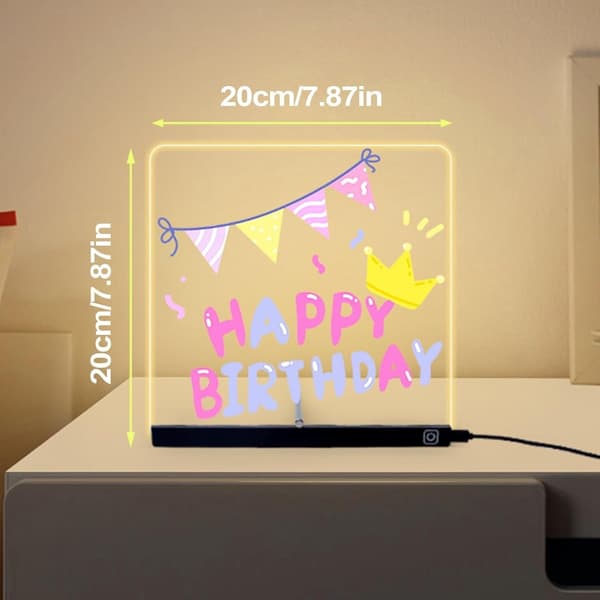 DIY Transparent LED Message Board - Ljus Upp Raderbar Akryl Ritbord med USB-C Medium Medium