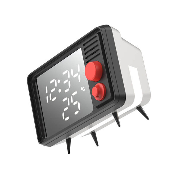 Clock with Light TV Retro Black/Grey