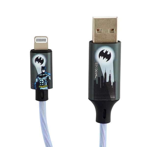 USB A till Lightning Light-Up 1,2m MFI Bat Logo