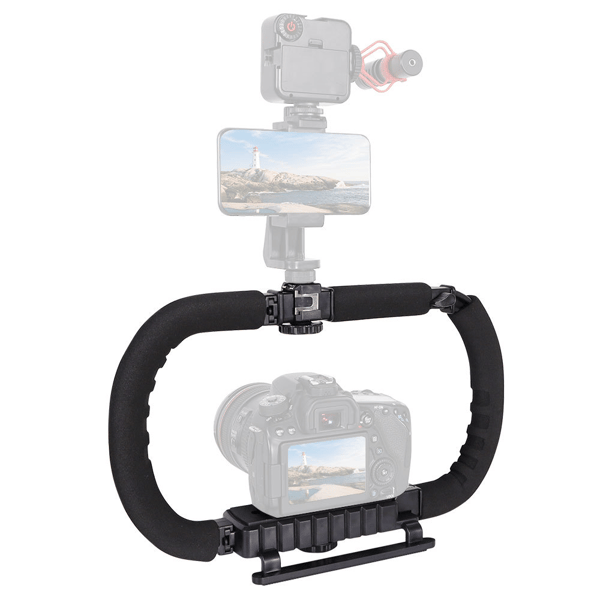 Foldbart U-formet beslag DSLR-kamera C-Shape Hot Shoe-stabilisator