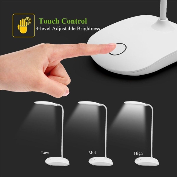 INF LED bordslampa vridbar, dimbar, batteridriven Vit