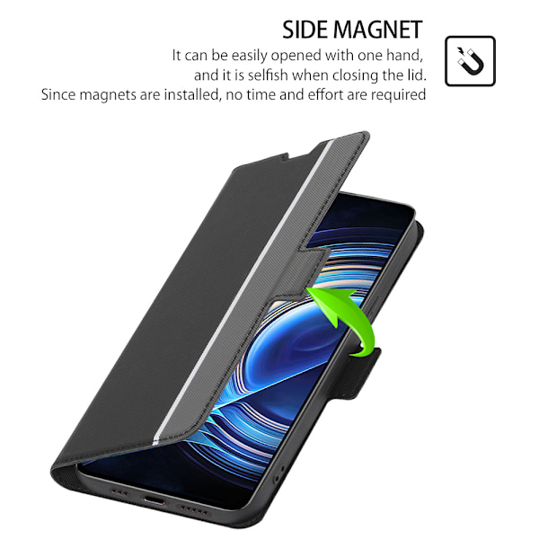 Suojakuori Redmi Note 13 5G:lle, seisontatoiminnolla, musta