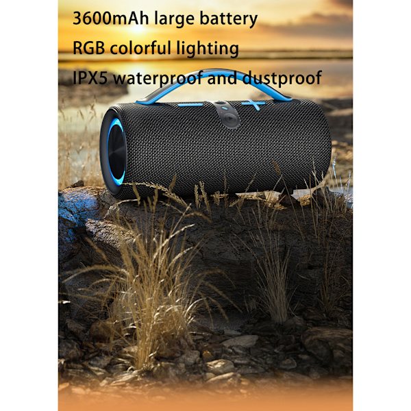 Bärbar Vattentät Bluetooth-högtalare med Förbättrad Bas Blå