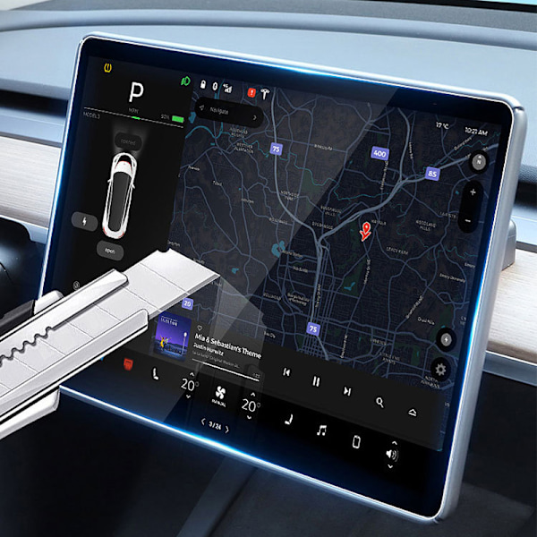 Tesla Model 3 Navigationsskærmbeskyttelse (For & Bag) - Anti-blåt Lys