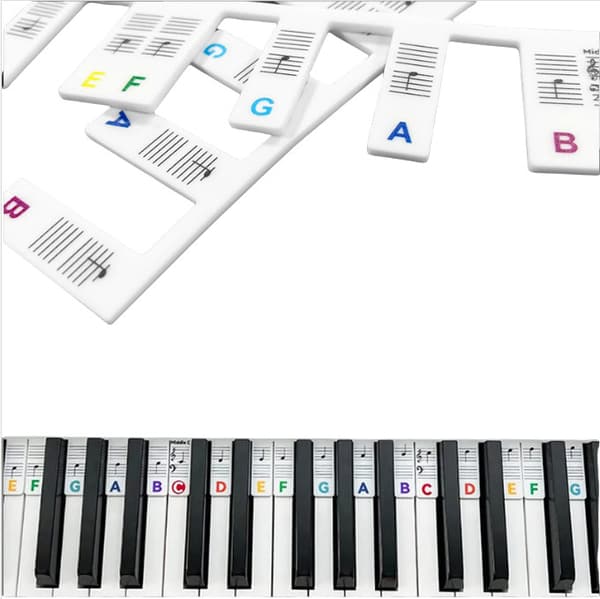 88-Key Silicone Piano Keyboard Stickers MultiColor MultiColor