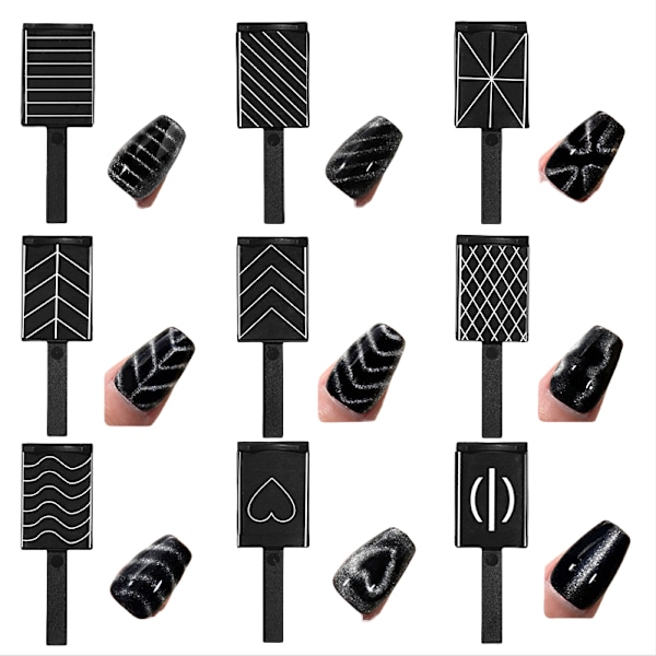 9 delar professionellt nagelstämplingsplattor kit