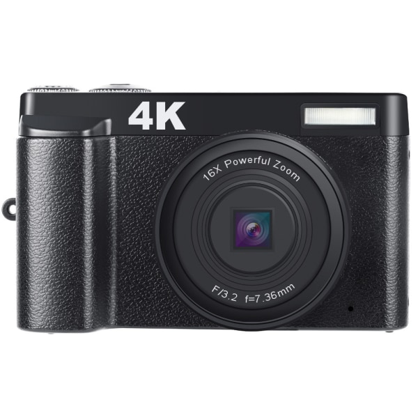 INF Digitalkamera 4K 48MP 3,0 tum IPS-skärm fast fokus Svart