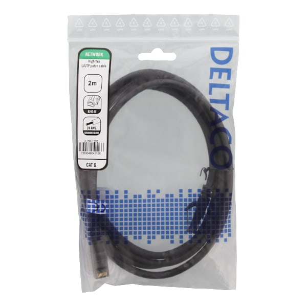 U/UTP High Flex Cat6, patch cable, 2m, TPE, black