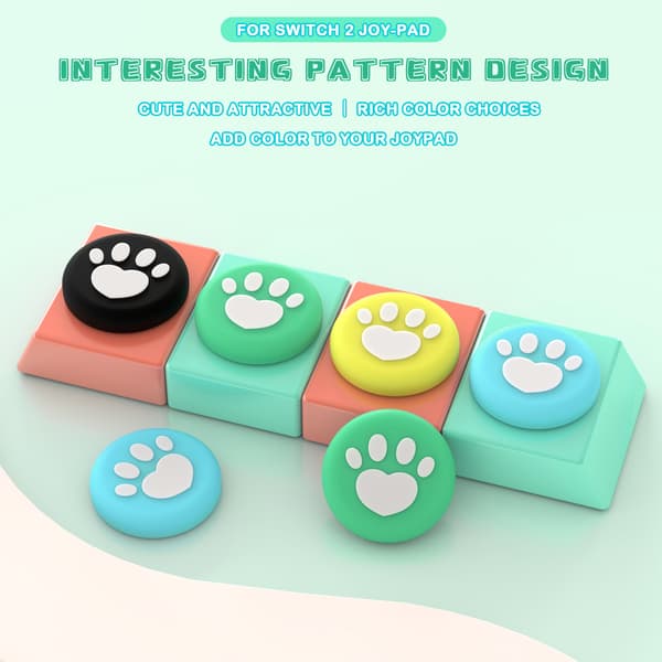 Förbättra ditt spelande med Switch2 Cat Paw Silikonkåpor Green+Blue Green+Blue