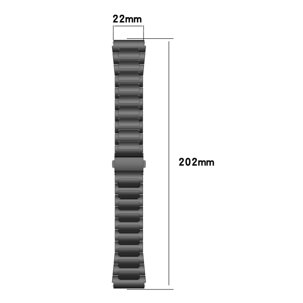 Urrem i rustfrit stål til Xiaomi Haylou RT2 LS10, 22mm Sort