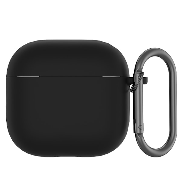 Silikone beskyttende etui til Apple AirPods 4 med låsekarabinhage Sort