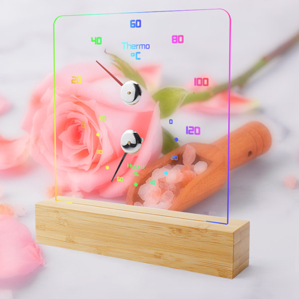 Sauna termometer hygrometer med RGB lys