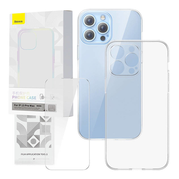 Transparent fodral och härdat glasset Baseus Corning för iPhone 13 Pro Max