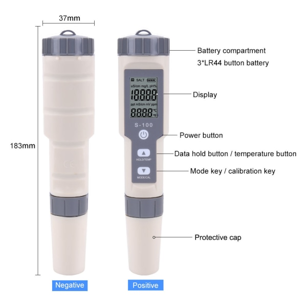 INF 4-i-1 Digital vattenmätare för salthalt, TDS, EC, temperatur