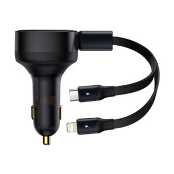 Billaddare Baseus Njutning med kabel USB-C + Lightning 3A, 30W (svart)