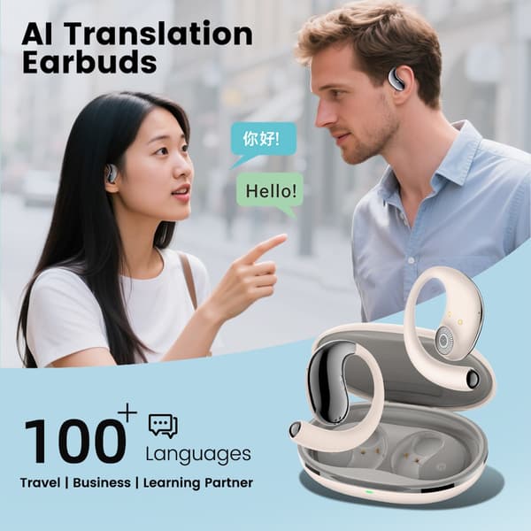 6.0 Open-Ear Dual-Side Stereo Wireless Bluetooth Headset with 4000mAh Charging Case Purple Purple