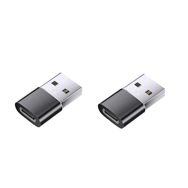 2-pack USB C till A-adapter (ensidig glöd), svart