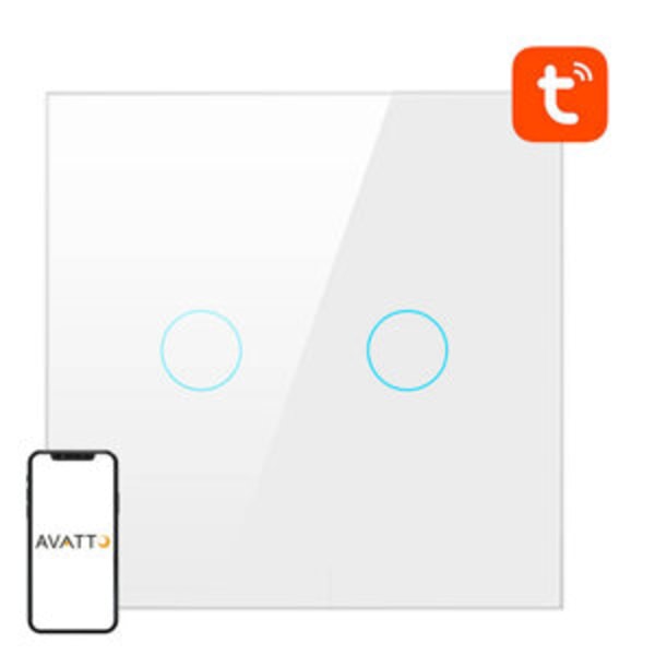 Smart Light Switch WiFi Avatto TS02-EU-W2 2-vägs TUYA (vit)