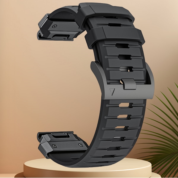 Premium Garmin Fenix 8 Rem: Fluororubber Urrem Sort 22 mm