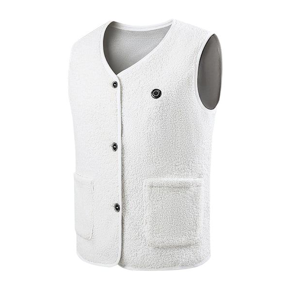 Opvarmet vest Teddy fleecevest med nem betjening, 15 varmezoner Hvid 4XL
