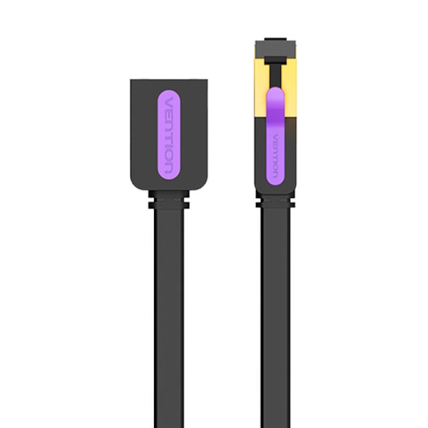 Platt nätverkskabelförlängning CAT7 Vention ICBBD RJ45 Ethernet 10 Gbps 0,5 m Svart