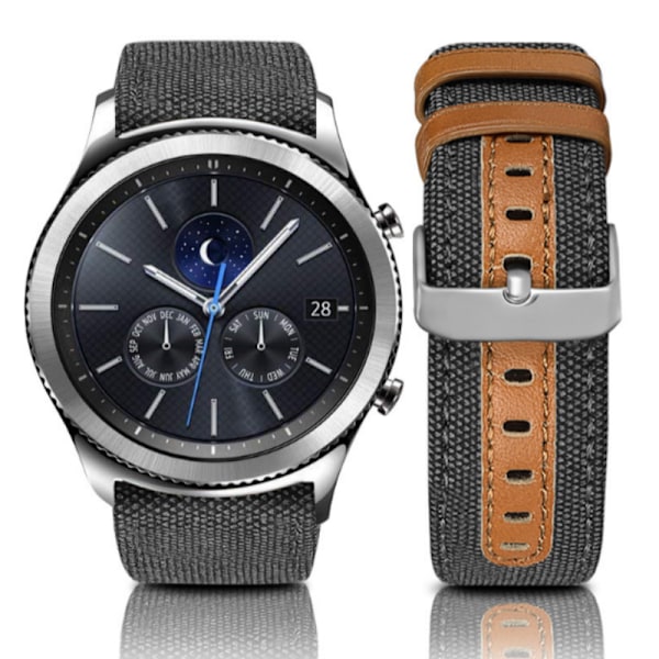 Aito nahkaranneke Samsung Galaxy Watch 3:lle 40mm 42mm Musta