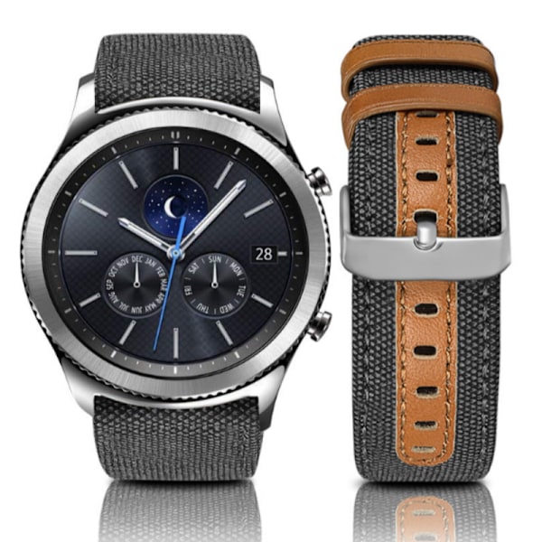 Klockarmband i äkta läder för Samsung Galaxy Watch 3 40mm 42mm Svart