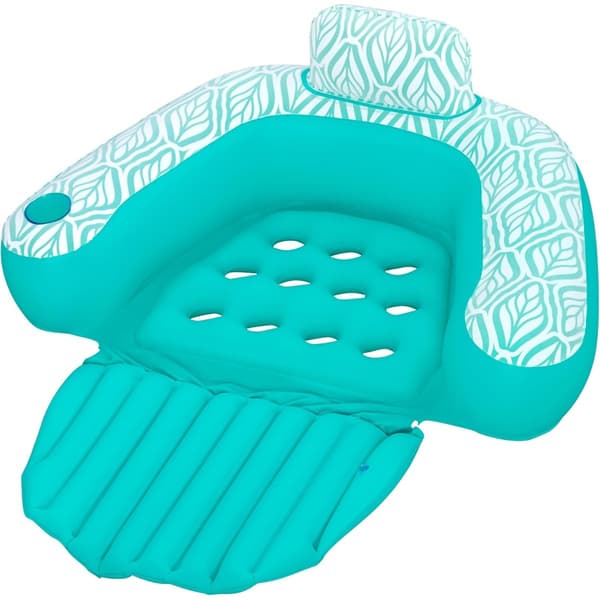 Oppustelig liggestol 145x120cm - foldbar til pool og strand, flocket PVC overflade, luftpolstring, 1.32kg bærbar