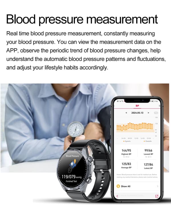 Smartwatch med avancerad hälsoövervakning Black Black