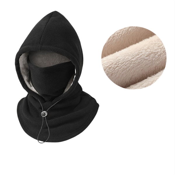 3-in-1 fleece talvibalaklava hiihtomaski Musta