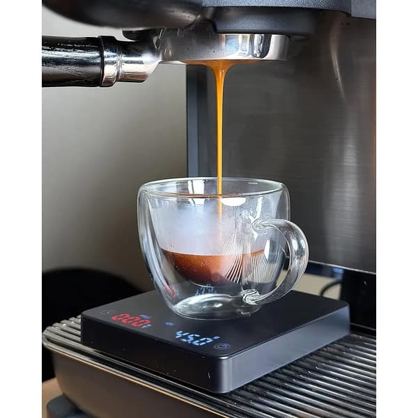 Mini digital kaffevægt med timer, LED-display og USB-genopladeligt batteri til præcis brygning