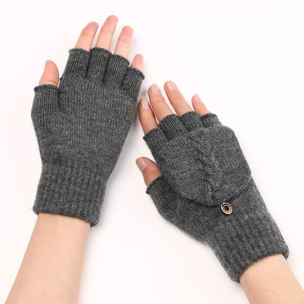 Kaapelineulotut Flip Top -käsineet DarkGrey DarkGrey