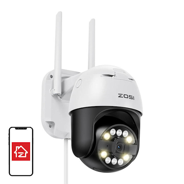 IP utomhuskamera ZOSI C296 WiFi Pan Tilt 8MP Dual IP66 med 32GB microSD-kort
