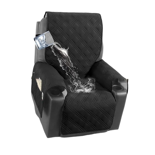 Elektrisk Vilstol Soffa Kudde Skydd med Fickor - Fläckresistent och Vattentät Black Black