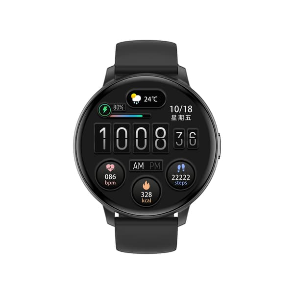 C66 Multifunktionell Smartwatch med Bluetooth-samtal & Hälsoövervakning, kompatibelt med Android och iOS Black Black