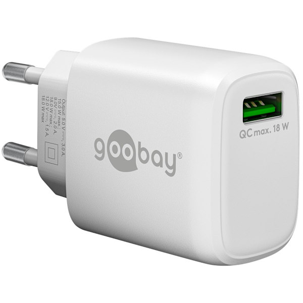 USB-A QC snabbladdare (18 W) vit