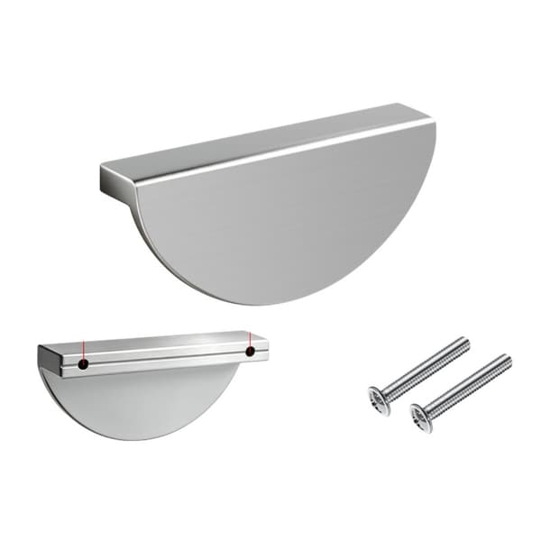 4-pak halvcirkelformede indbyggede aluminiumsgreb til garderobeskabe, skabe og skuffer – 8 x 3.73 cm Silver Silver